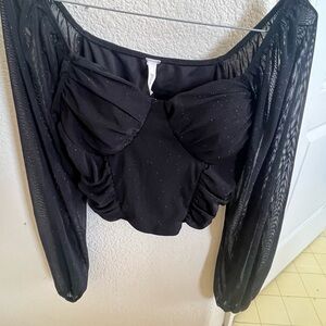 Bluebella Black Sheer Sleeve Blouse